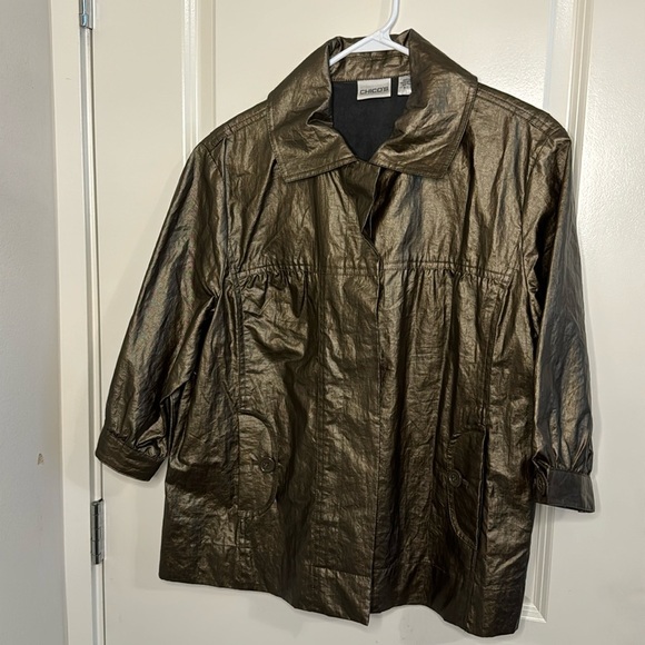 Chico's Bronze Shimmer Winchester Elbow Jacket Chico's - Picture 1 of 10